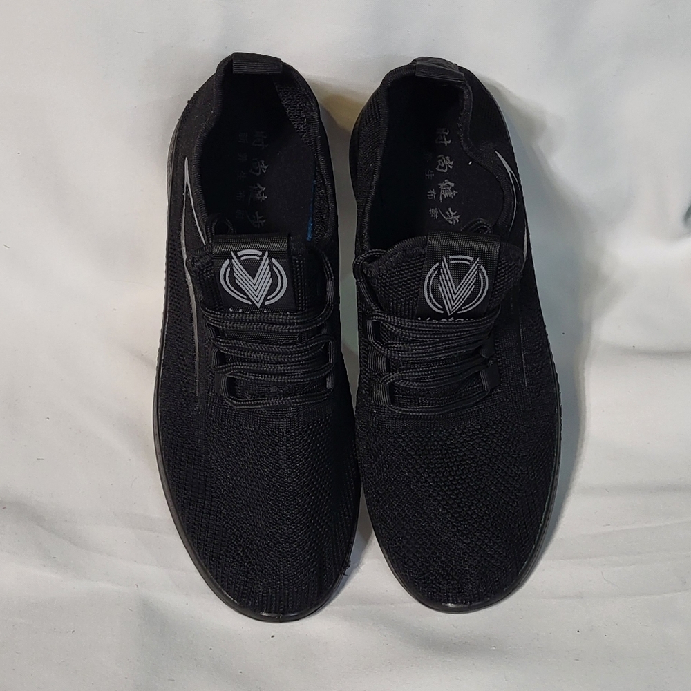Veetqx Mens Black NWOT Woven Knit Slip-On Ultra-Breathable Lace Up Sneakers Sz 7 - Picture 3 of 9